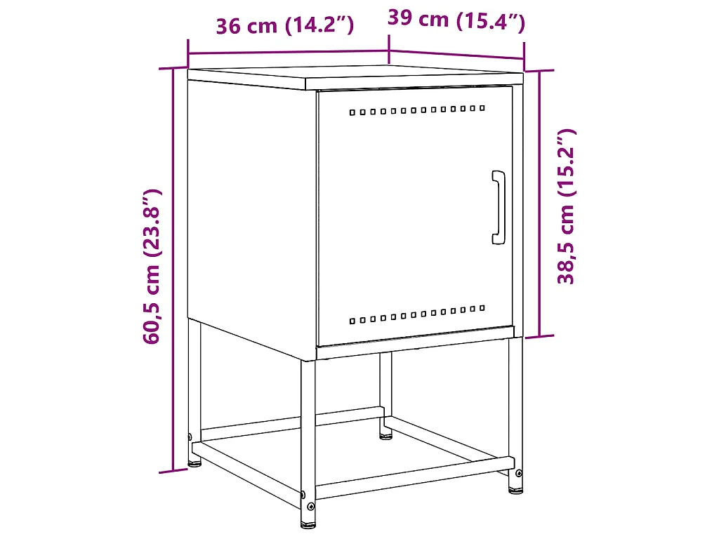 Comodini 2 pz Rosa 36x39x60,5 cm in Acciaio