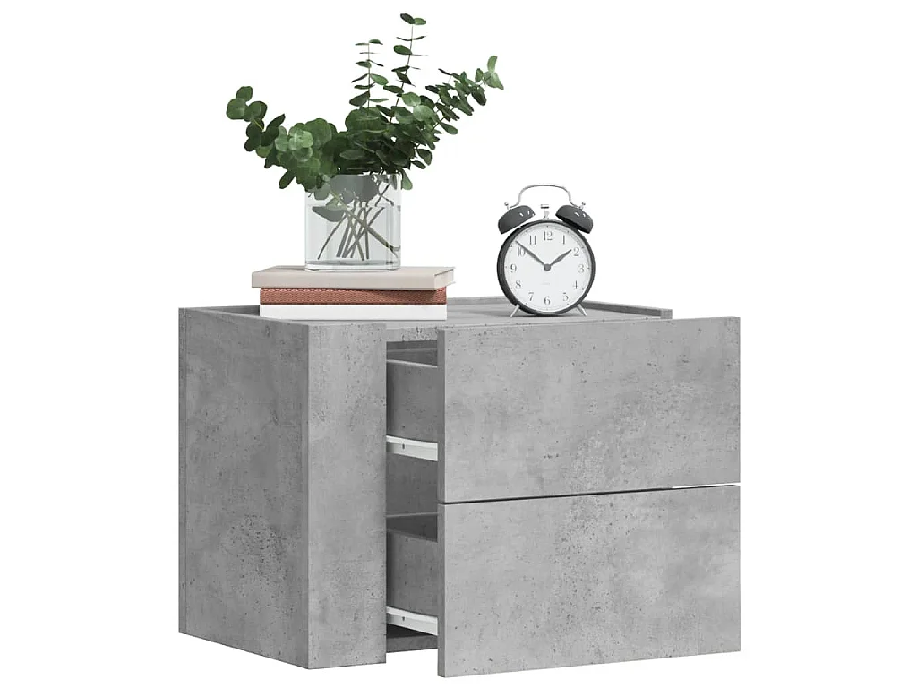 Nachtkastjes 2 st wandgemonteerd 45x30x35 cm betongrijs
