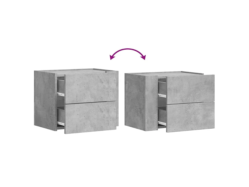 Nachtkastjes 2 st wandgemonteerd 45x30x35 cm betongrijs
