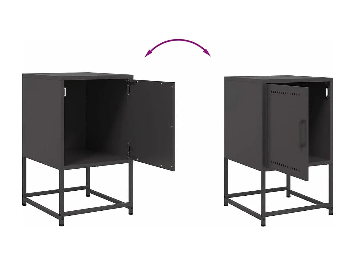 Nachttisch Schwarz 36x39x60,5 cm Stahl