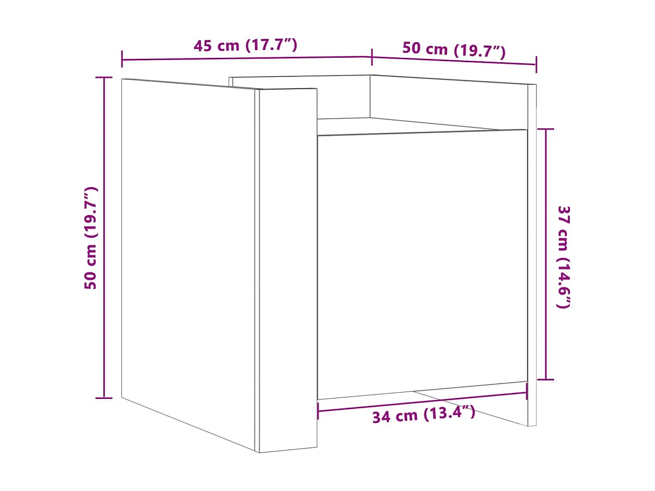 Table de chevet chêne marron 45x50x50 cm bois d’ingénierie
