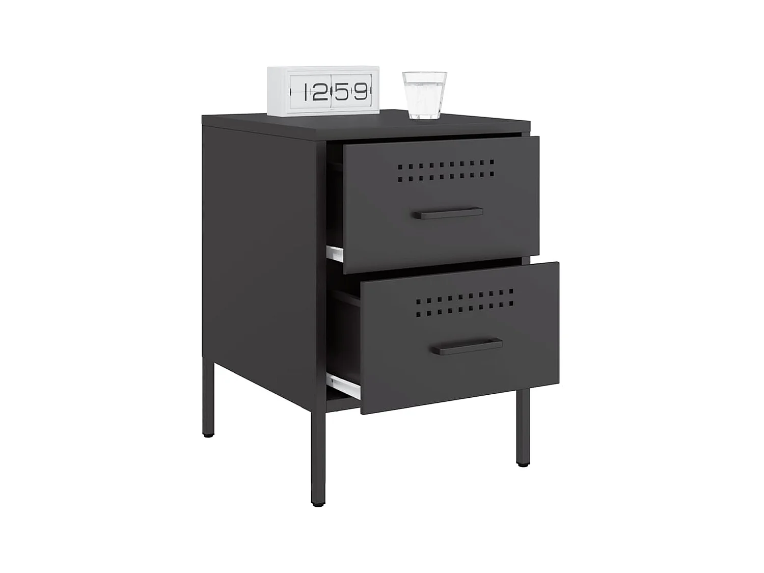 Table de chevet noir 36x39x50,5 cm acier