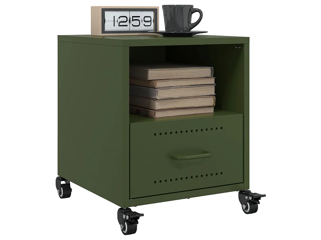Tables de chevet 2 pcs vert olive 36x39x43,5 cm acier