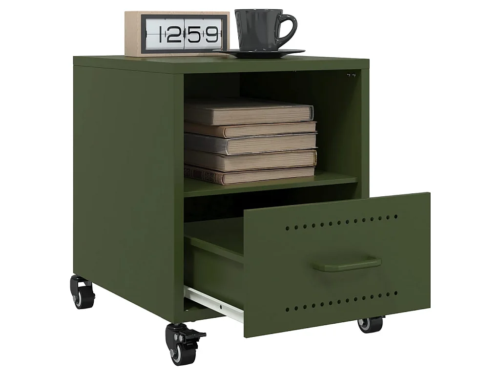 Tables de chevet 2 pcs vert olive 36x39x43,5 cm acier