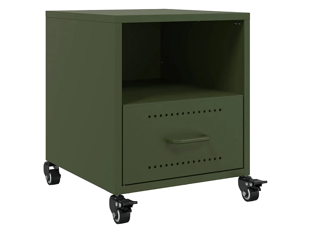 Tables de chevet 2 pcs vert olive 36x39x43,5 cm acier