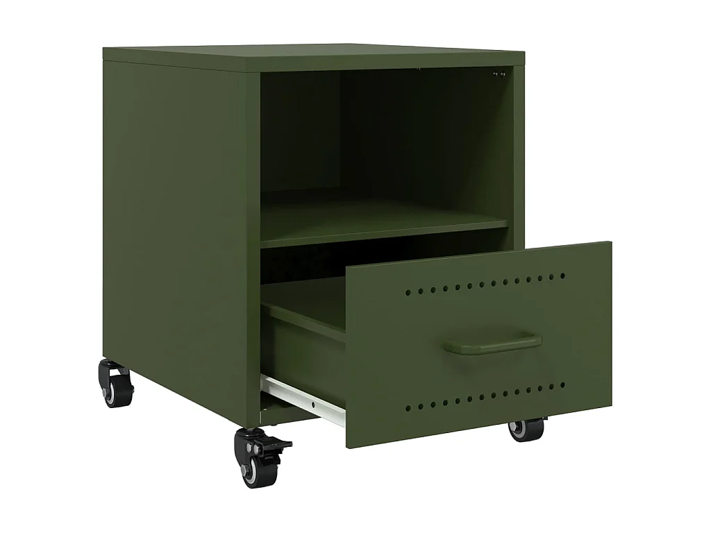 Tables de chevet 2 pcs vert olive 36x39x43,5 cm acier