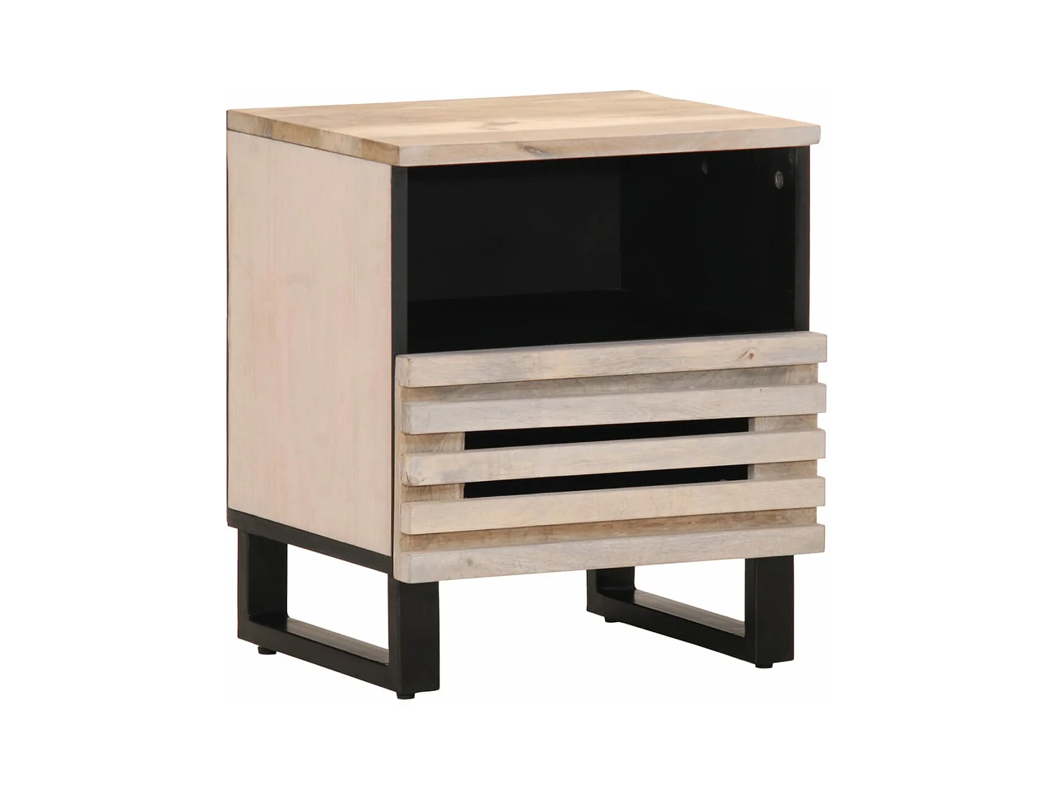 Nachttisch 40x34x46 cm Gebleichtes Massivholz Mango