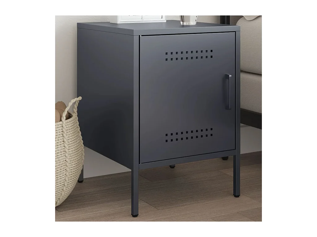 Table de chevet anthracite 36x39x50,5 cm acier