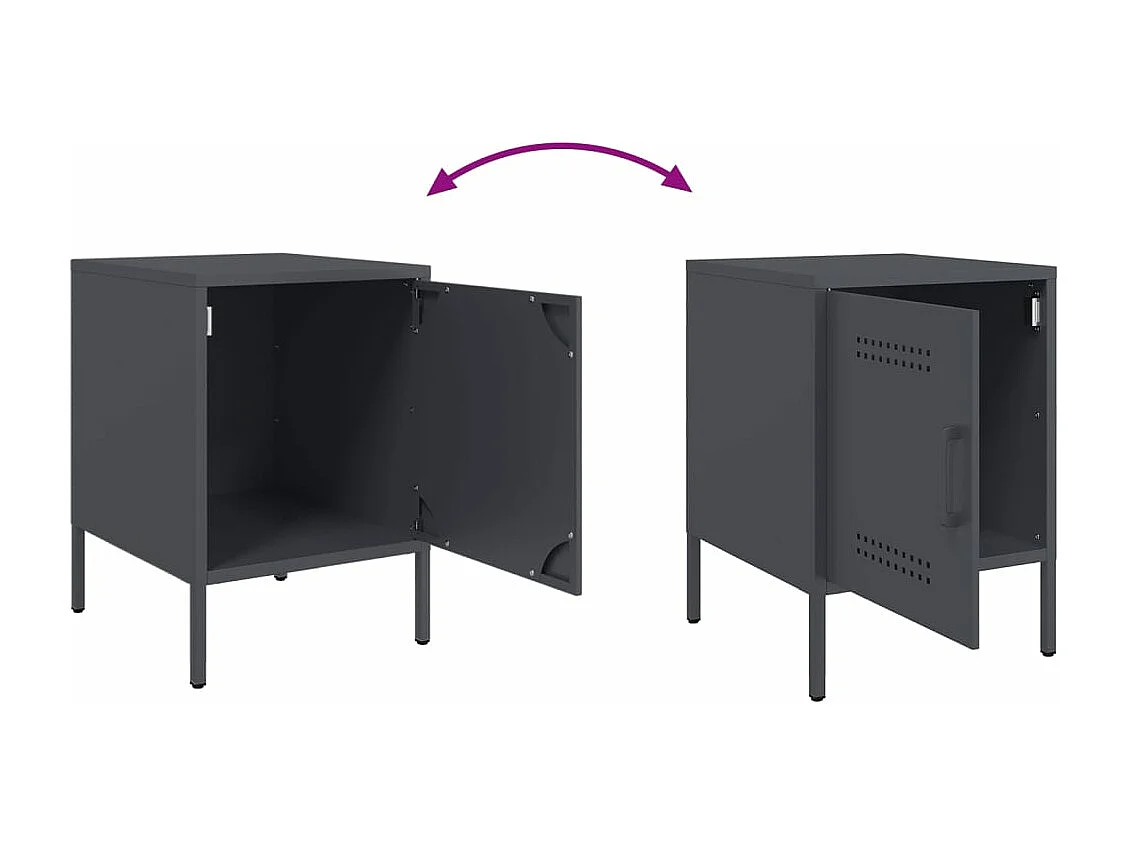 Table de chevet anthracite 36x39x50,5 cm acier