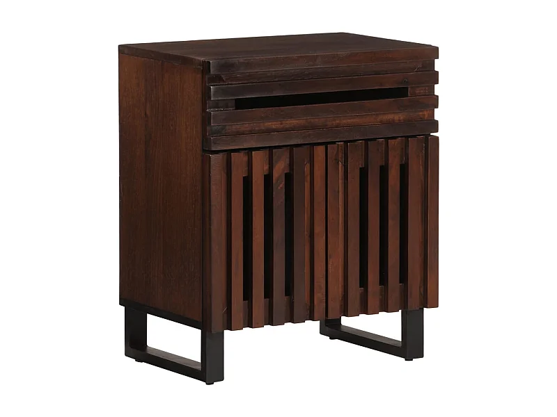 Comodino Marrone 50x34x60 cm in Legno Massello di Mango
