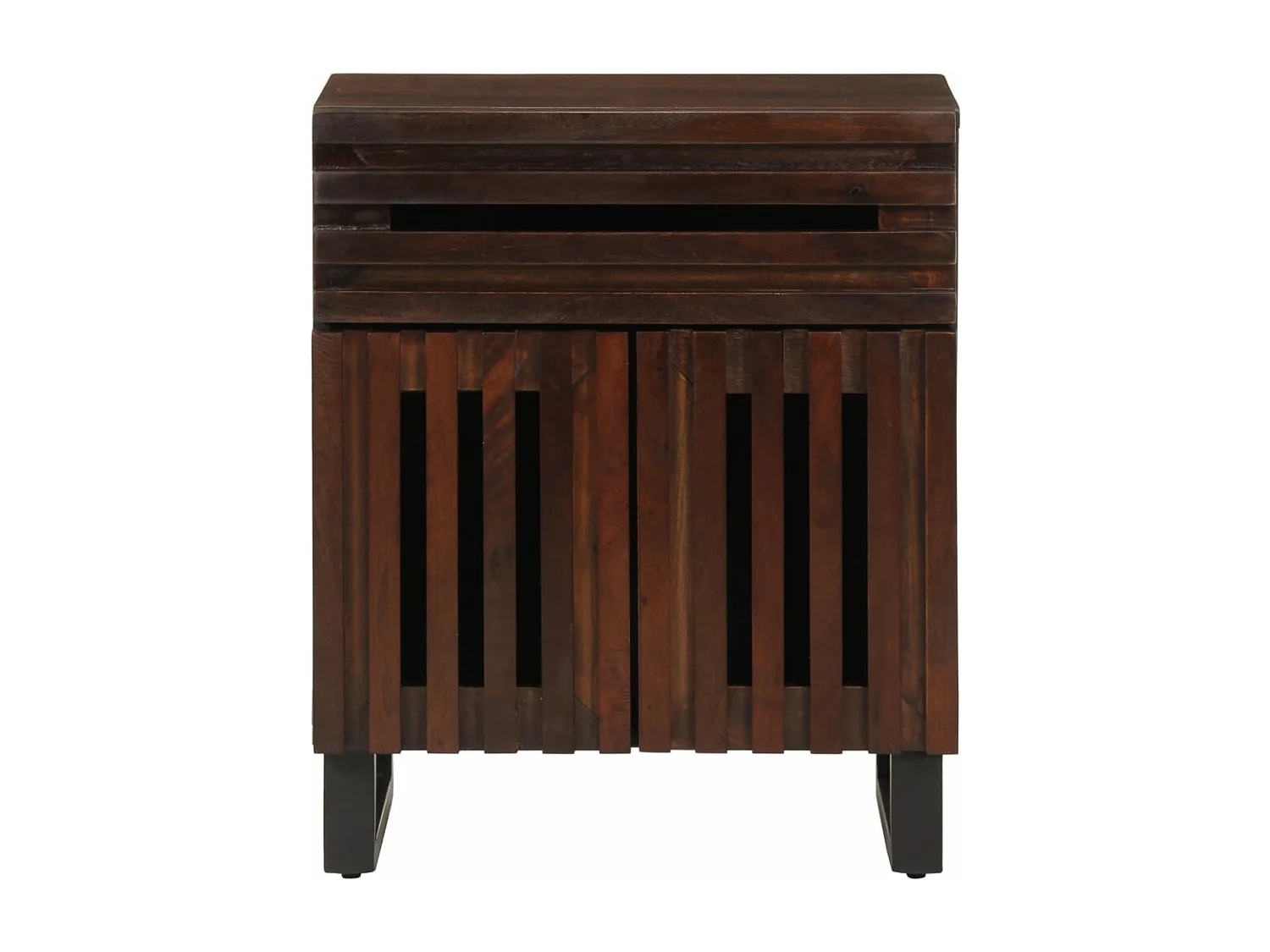 Comodino Marrone 50x34x60 cm in Legno Massello di Mango