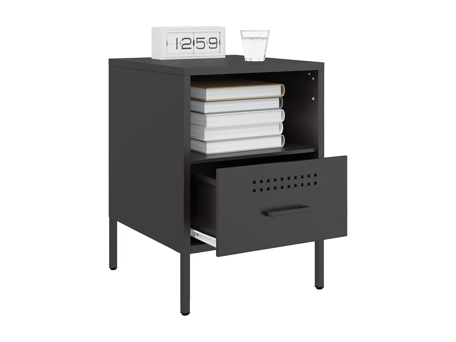 Tables de chevet 2 pcs noir 36x39x50,5 cm acier