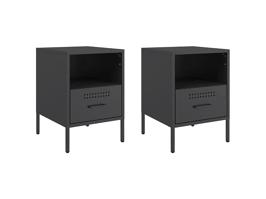 Comodini 2 pz Nero 36x39x50,5 cm in Acciaio