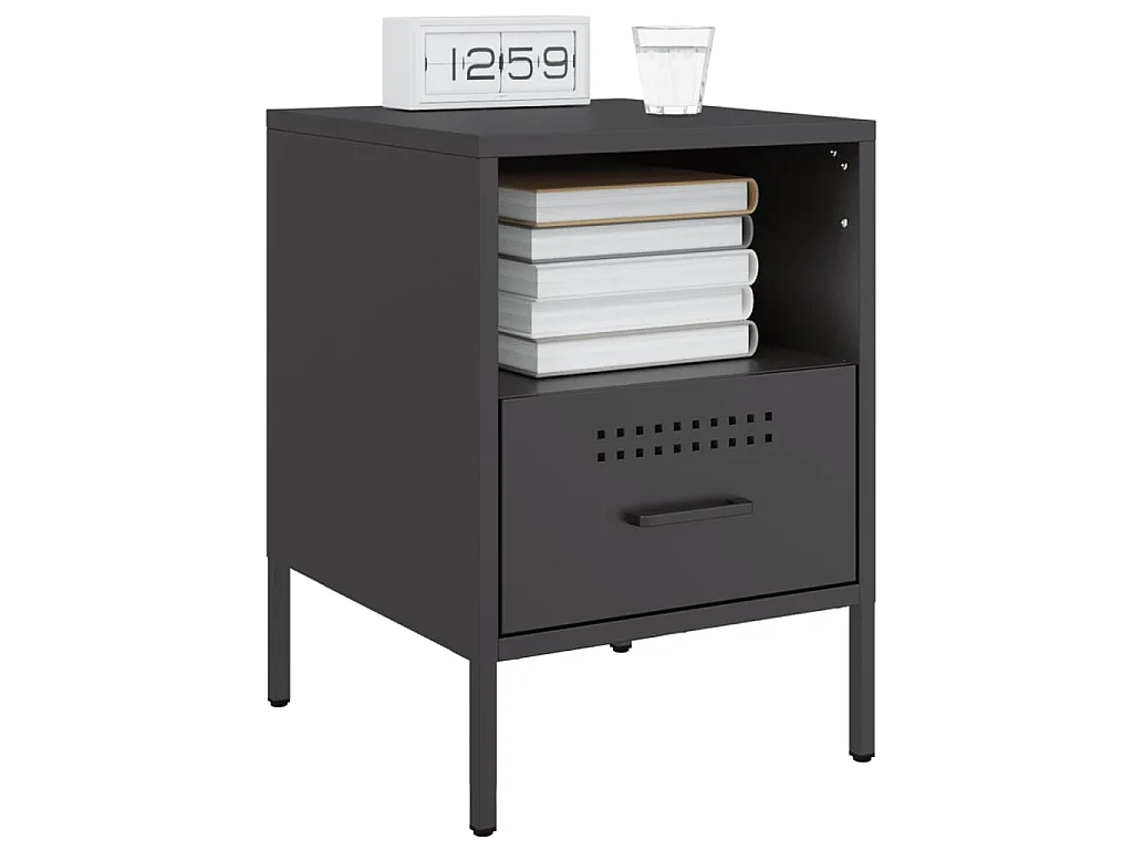 Tables de chevet 2 pcs noir 36x39x50,5 cm acier