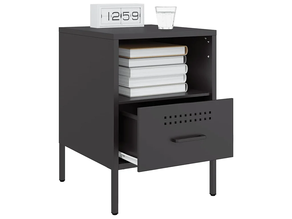 Tables de chevet 2 pcs noir 36x39x50,5 cm acier