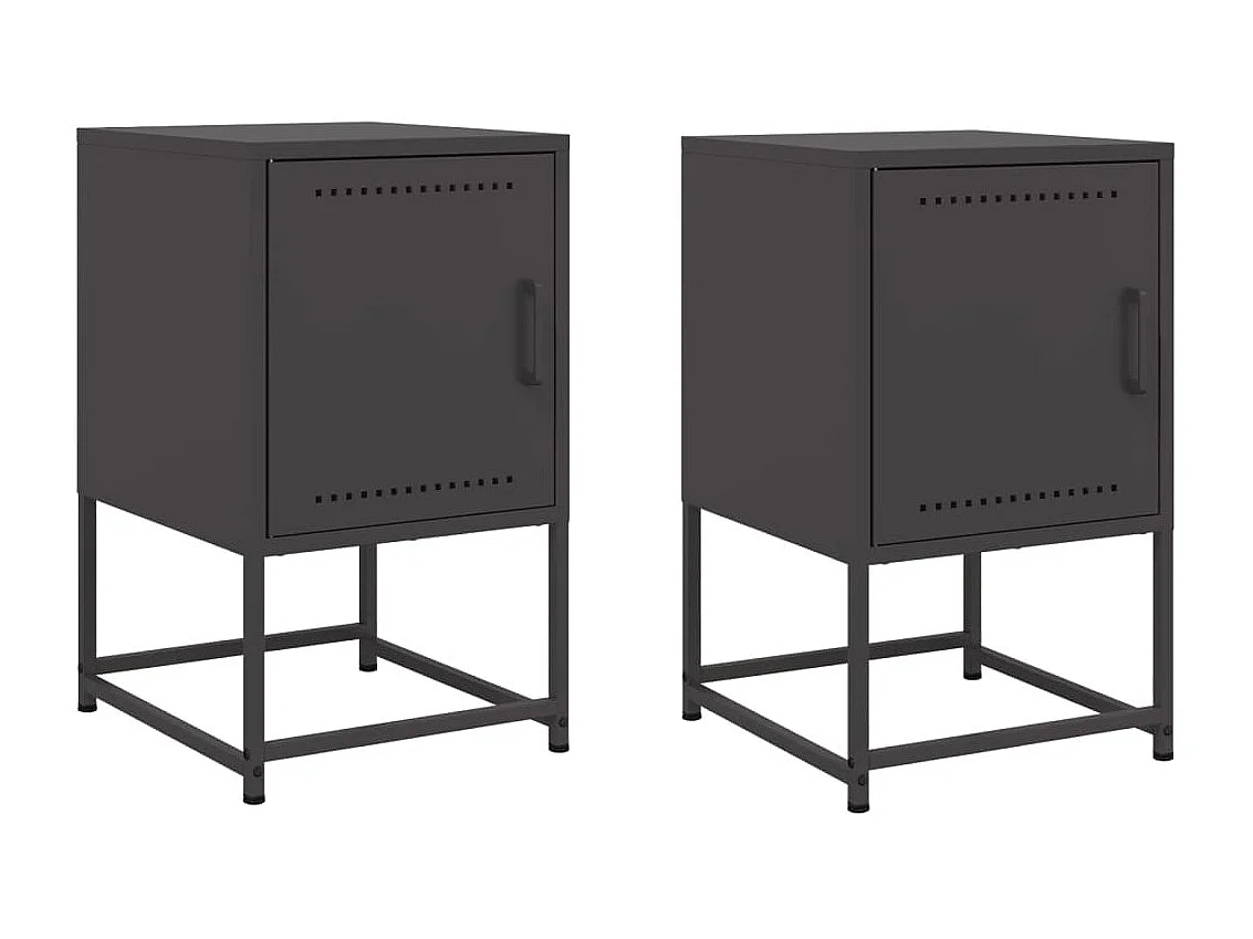Tables de chevet 2 pcs noir 36x39x60,5 cm acier