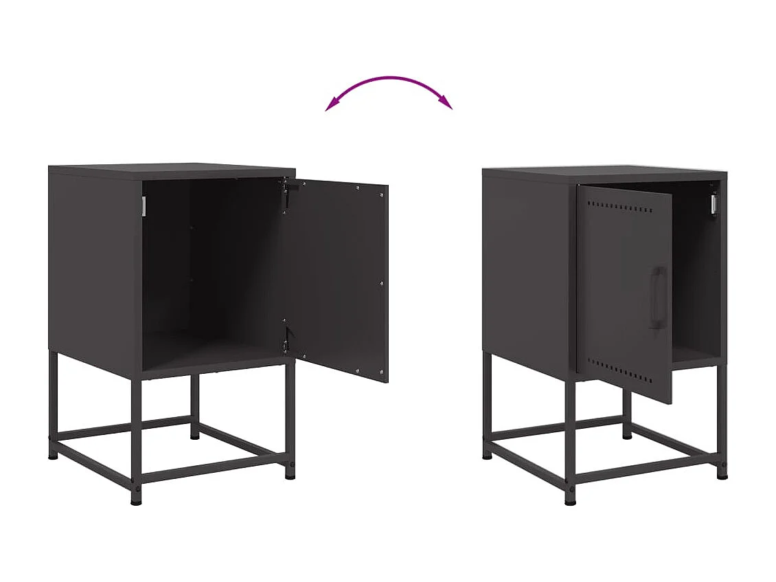 Tables de chevet 2 pcs noir 36x39x60,5 cm acier