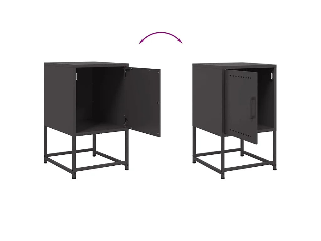 Tables de chevet 2 pcs noir 36x39x60,5 cm acier