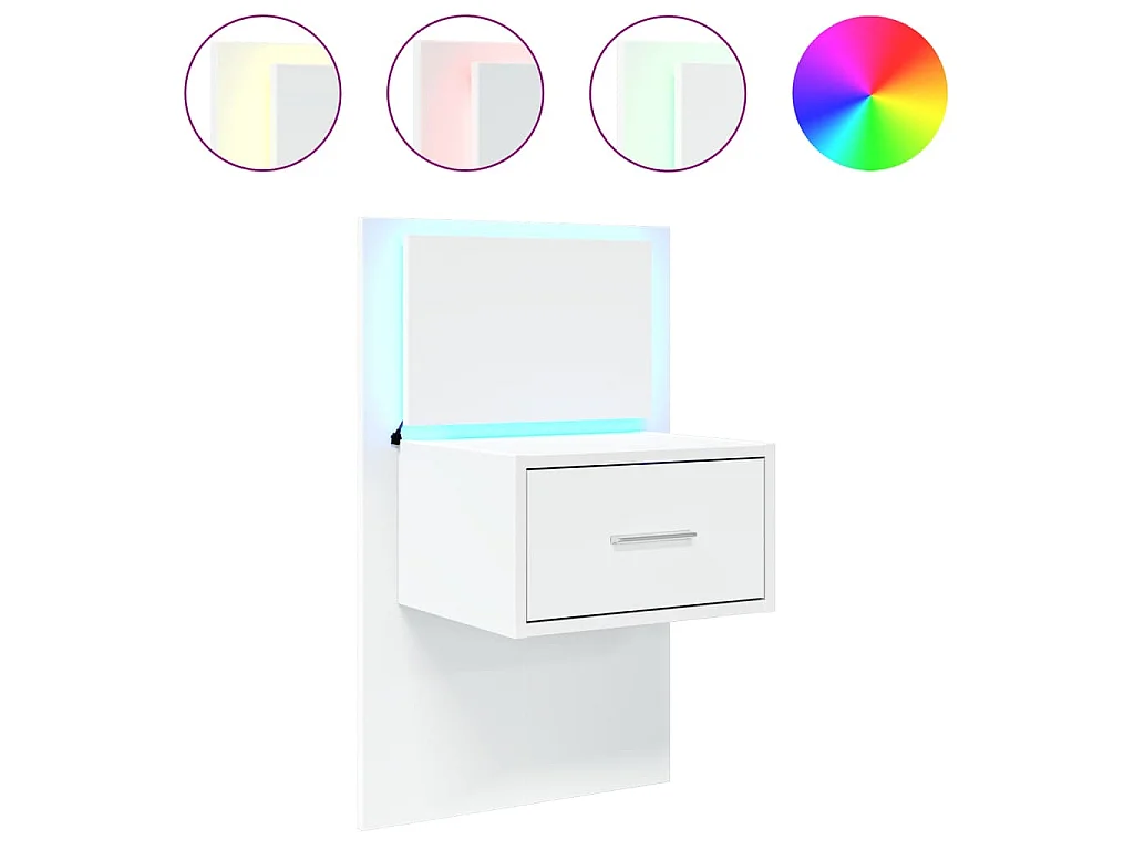 Comodino a Parete con Luci LED Bianco