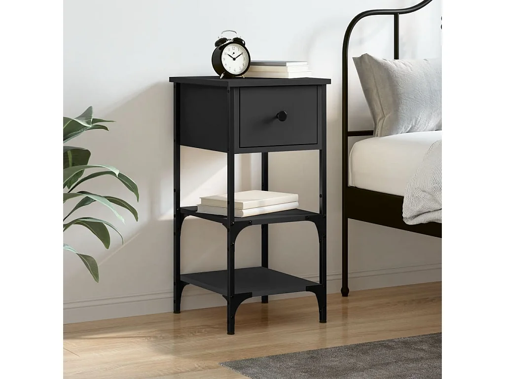 Table de chevet noir 34x36x70 cm bois d’ingénierie
