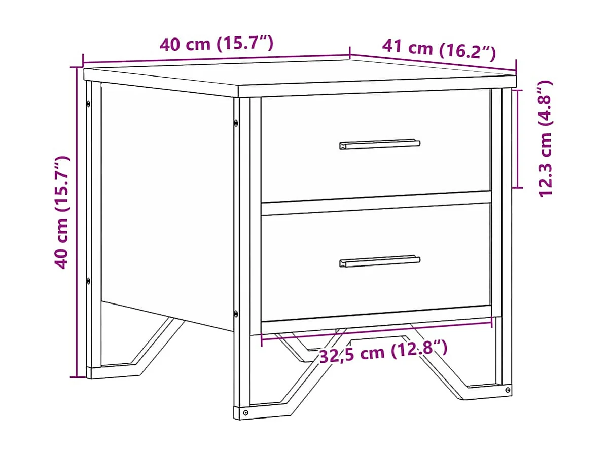 Table de chevet chêne marron 40x41x40 cm bois d’ingénierie