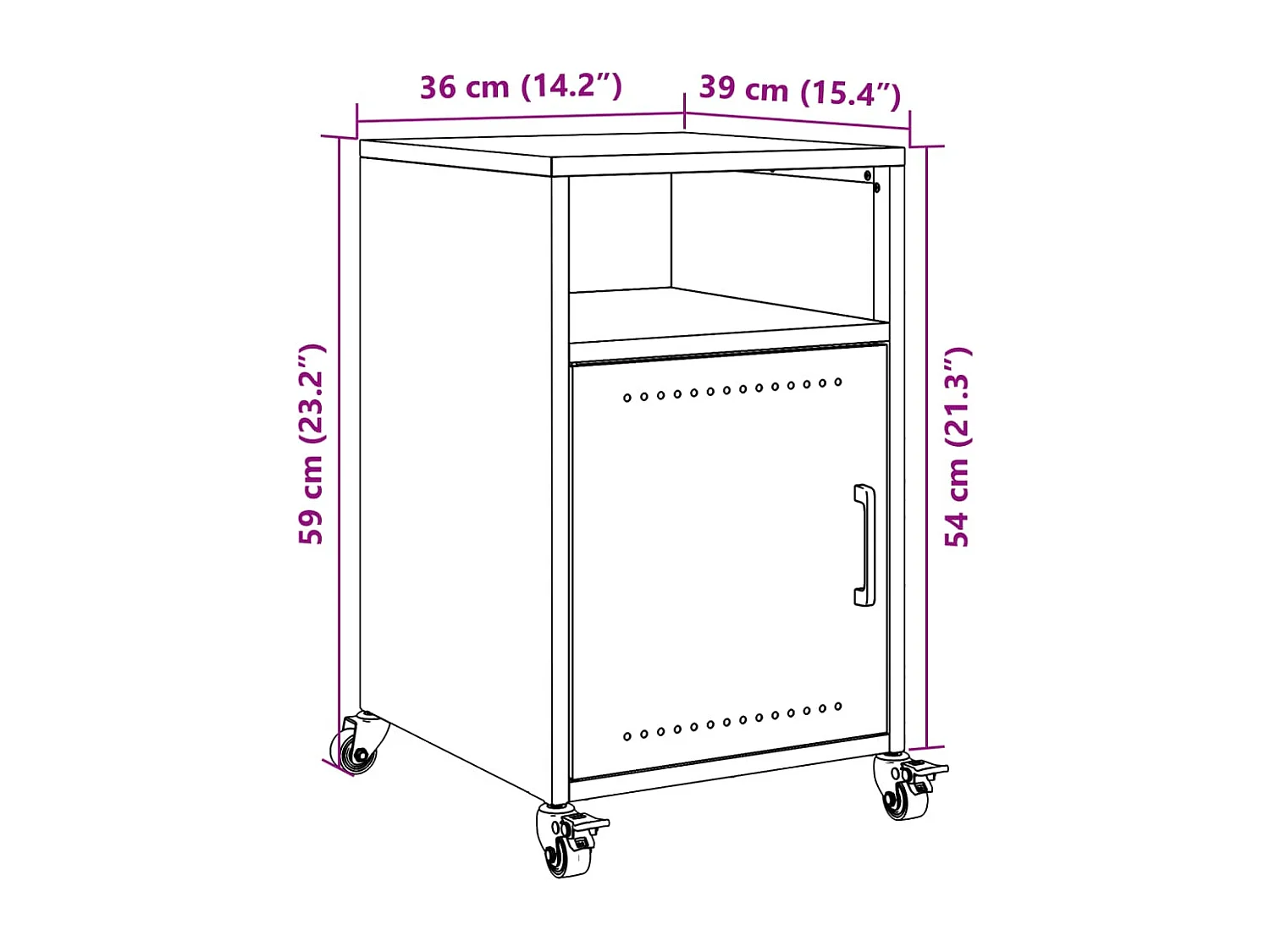 Tables de chevet 2 pcs blanc 36x39x59 cm acier