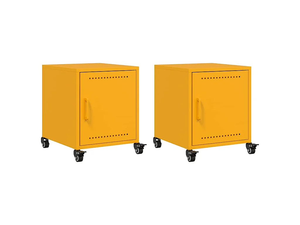 Tables de chevet 2 pcs jaune moutarde 36x39x43,5 cm acier
