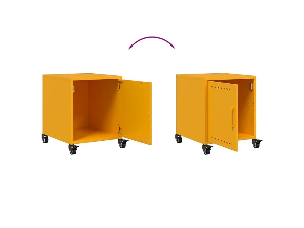 Tables de chevet 2 pcs jaune moutarde 36x39x43,5 cm acier