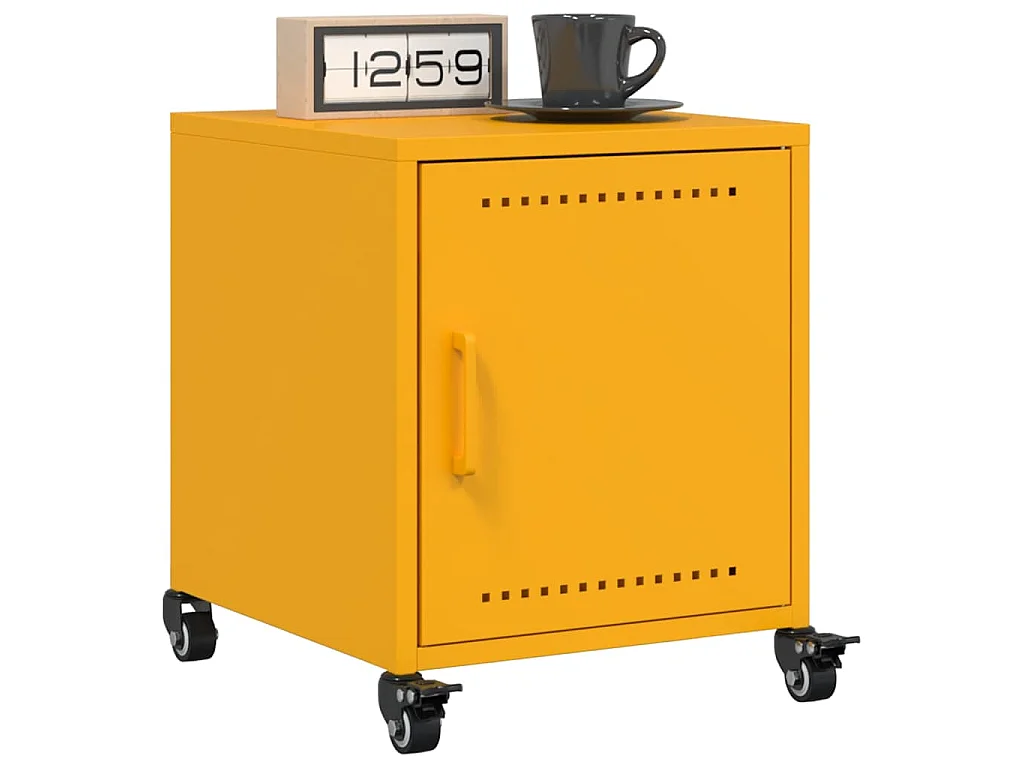 Tables de chevet 2 pcs jaune moutarde 36x39x43,5 cm acier