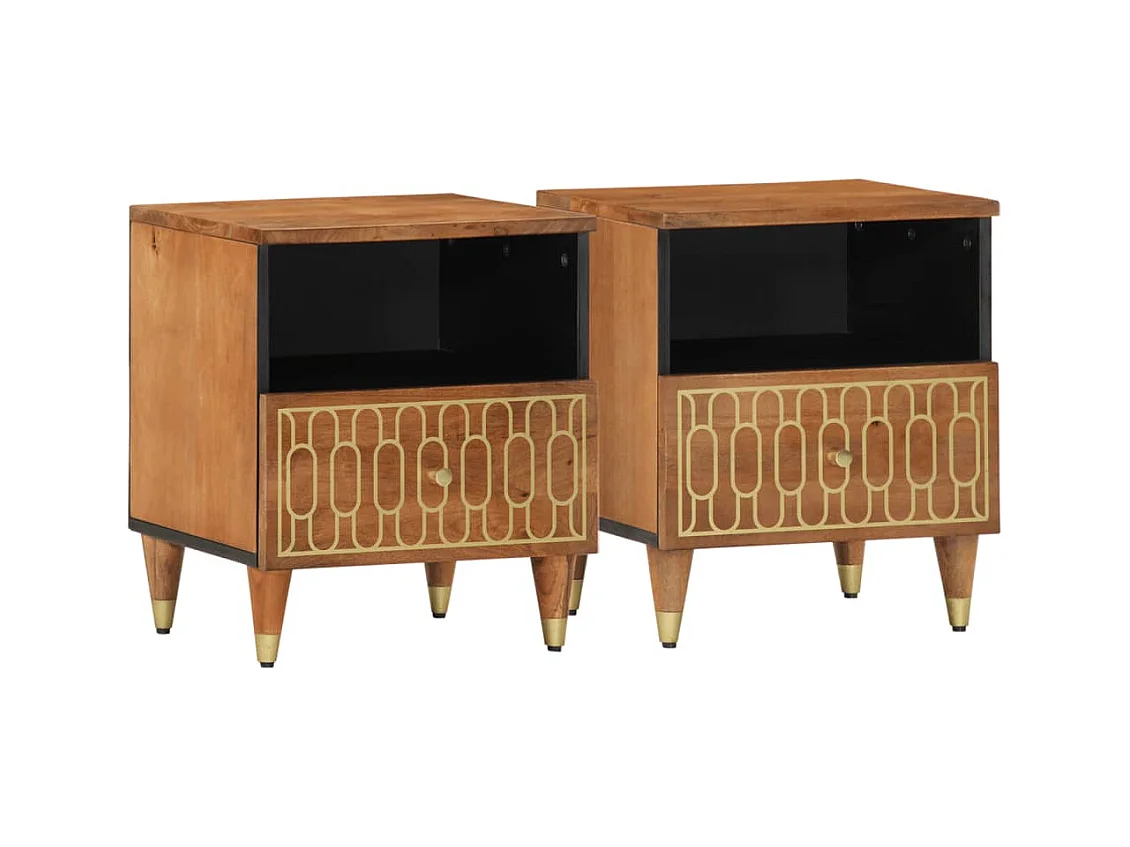 Nachttische 2 Stk. 40x33x46 cm Massivholz Mango