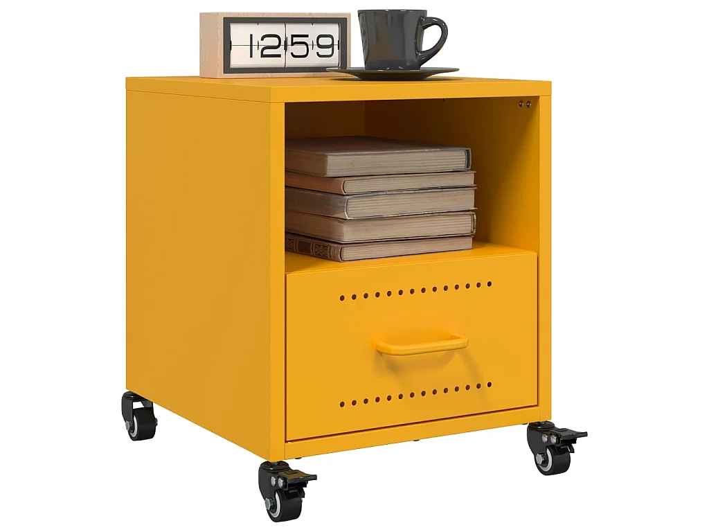 Tables de chevet 2 pcs jaune moutarde 36x39x43,5 cm acier