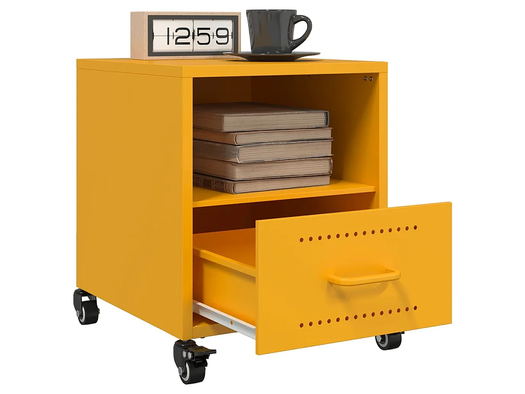 Tables de chevet 2 pcs jaune moutarde 36x39x43,5 cm acier