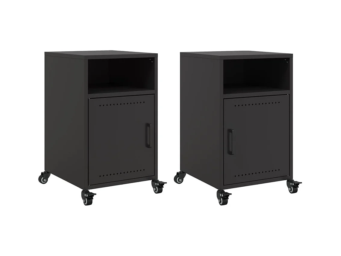 Tables de chevet 2 pcs noir 36x39x59 cm acier