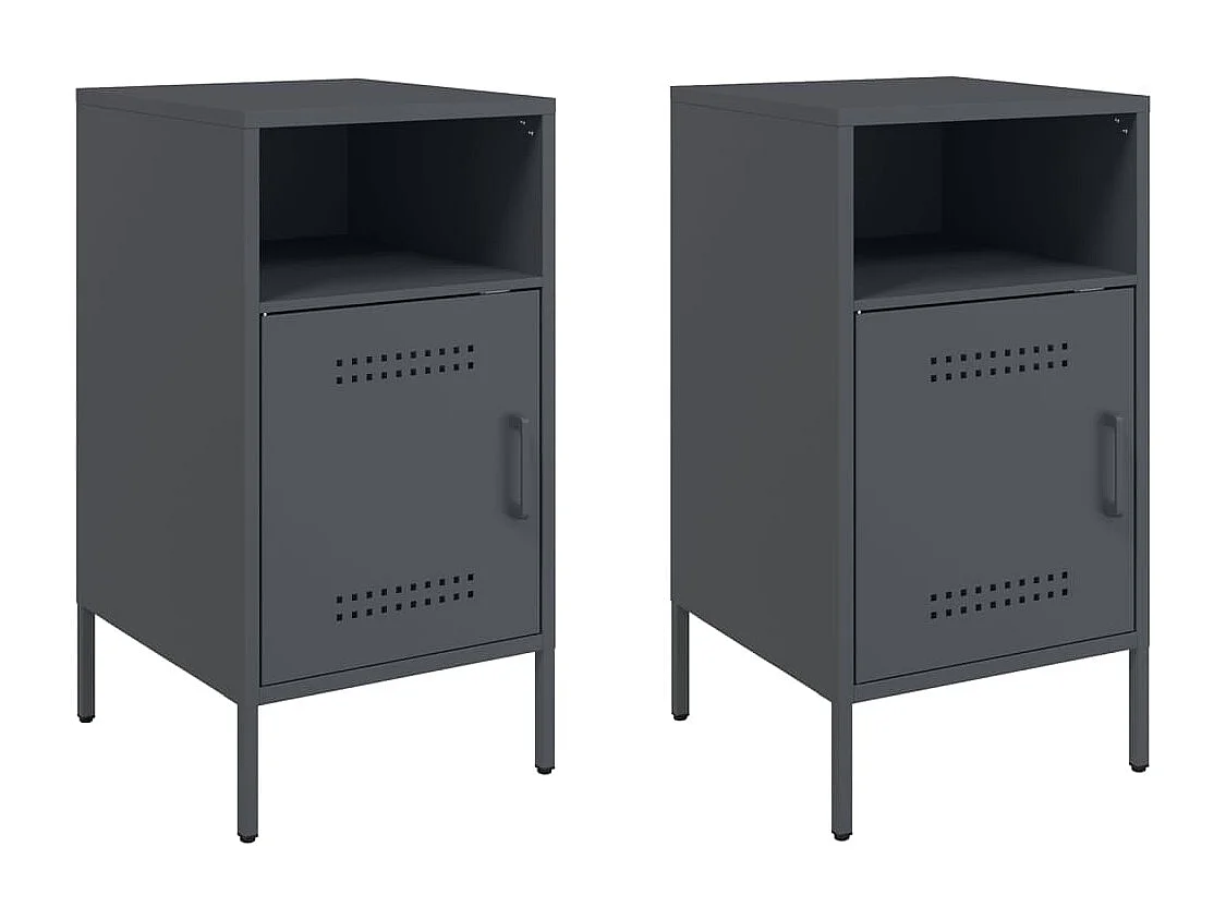 Tables de chevet 2 pcs anthracite 36x39x68 cm acier
