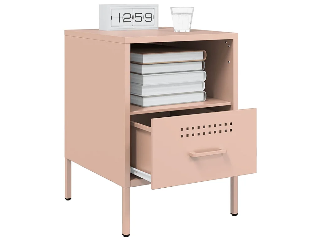 Nachttische 2 Stk. Rosa 36x39x50,5 cm Stahl