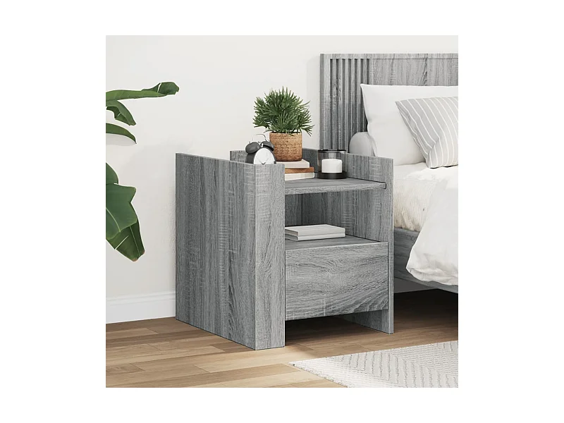 Table de chevet sonoma gris 45x50x50 cm bois d'ingénierie
