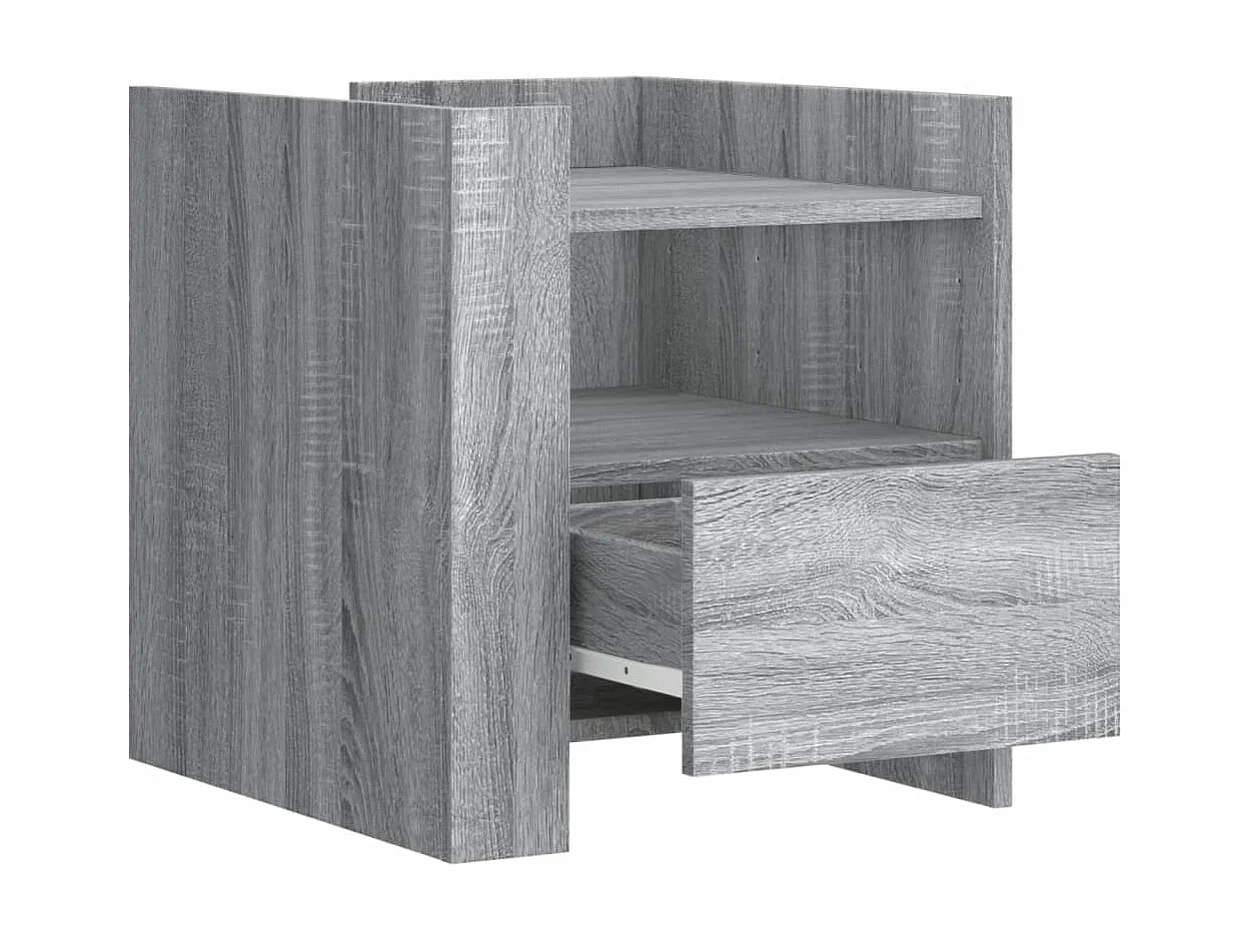 Nachtkastje 45x50x50 cm bewerkt hout grijs sonoma eikenkleurig