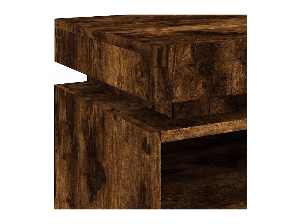Armoire de chevet avec lumières LED chêne fumé 40x39x48,5 cm