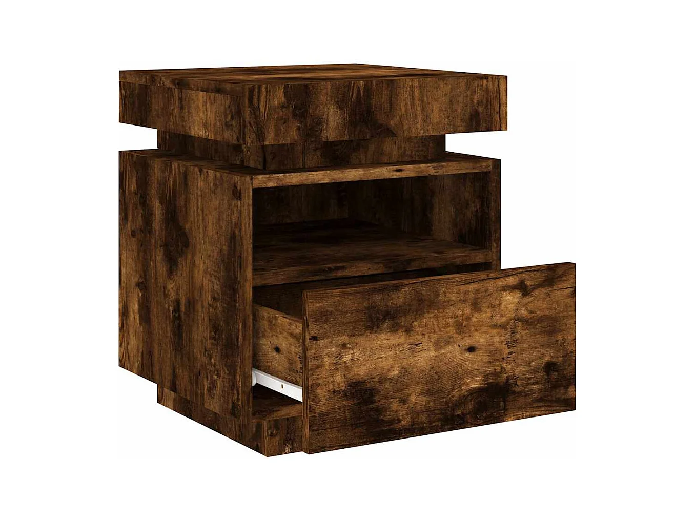Armoire de chevet avec lumières LED chêne fumé 40x39x48,5 cm