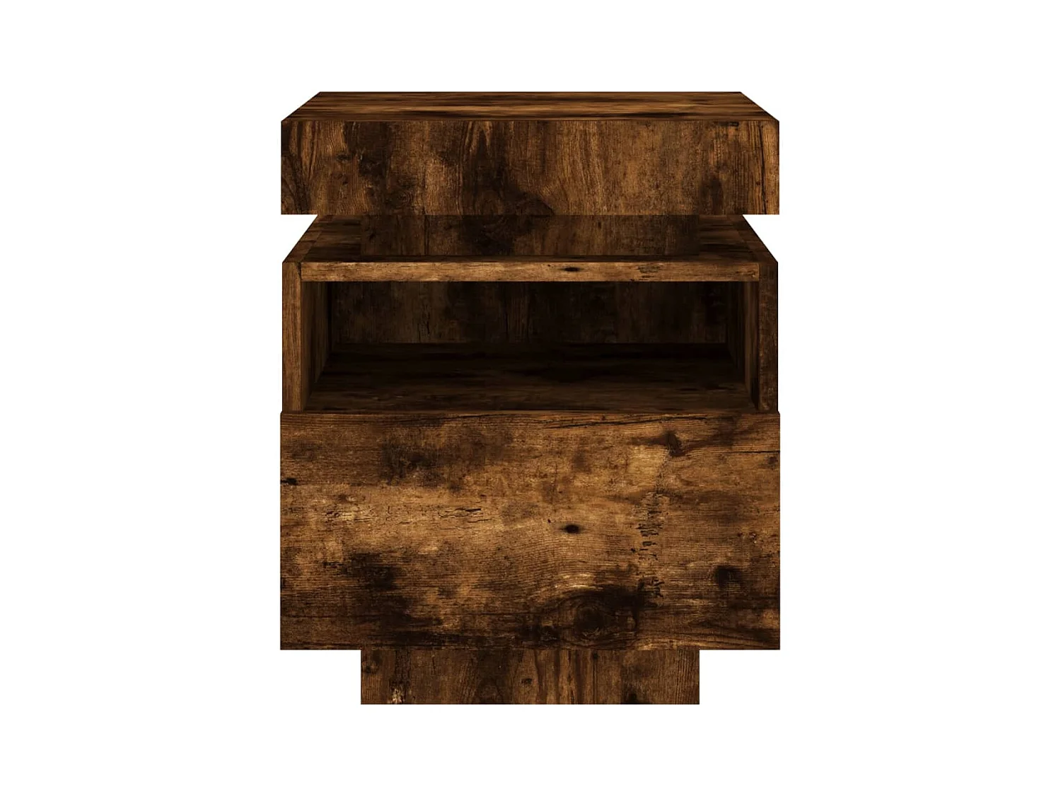 Armoire de chevet avec lumières LED chêne fumé 40x39x48,5 cm