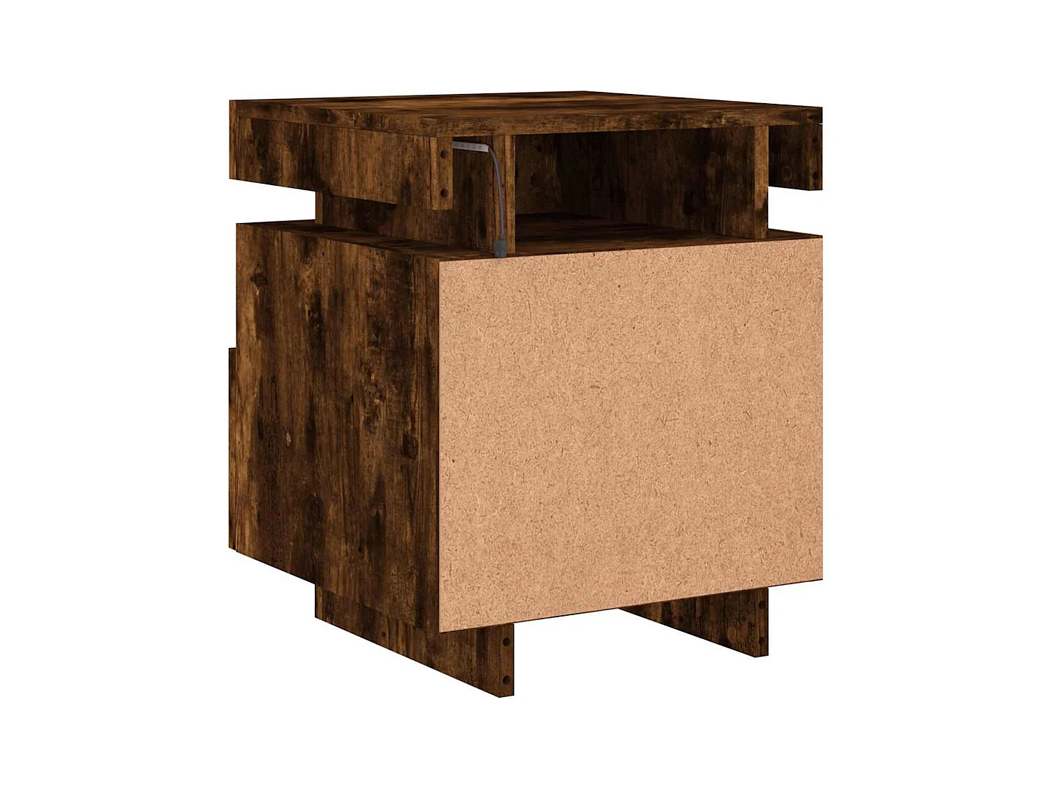 Armoire de chevet avec lumières LED chêne fumé 40x39x48,5 cm