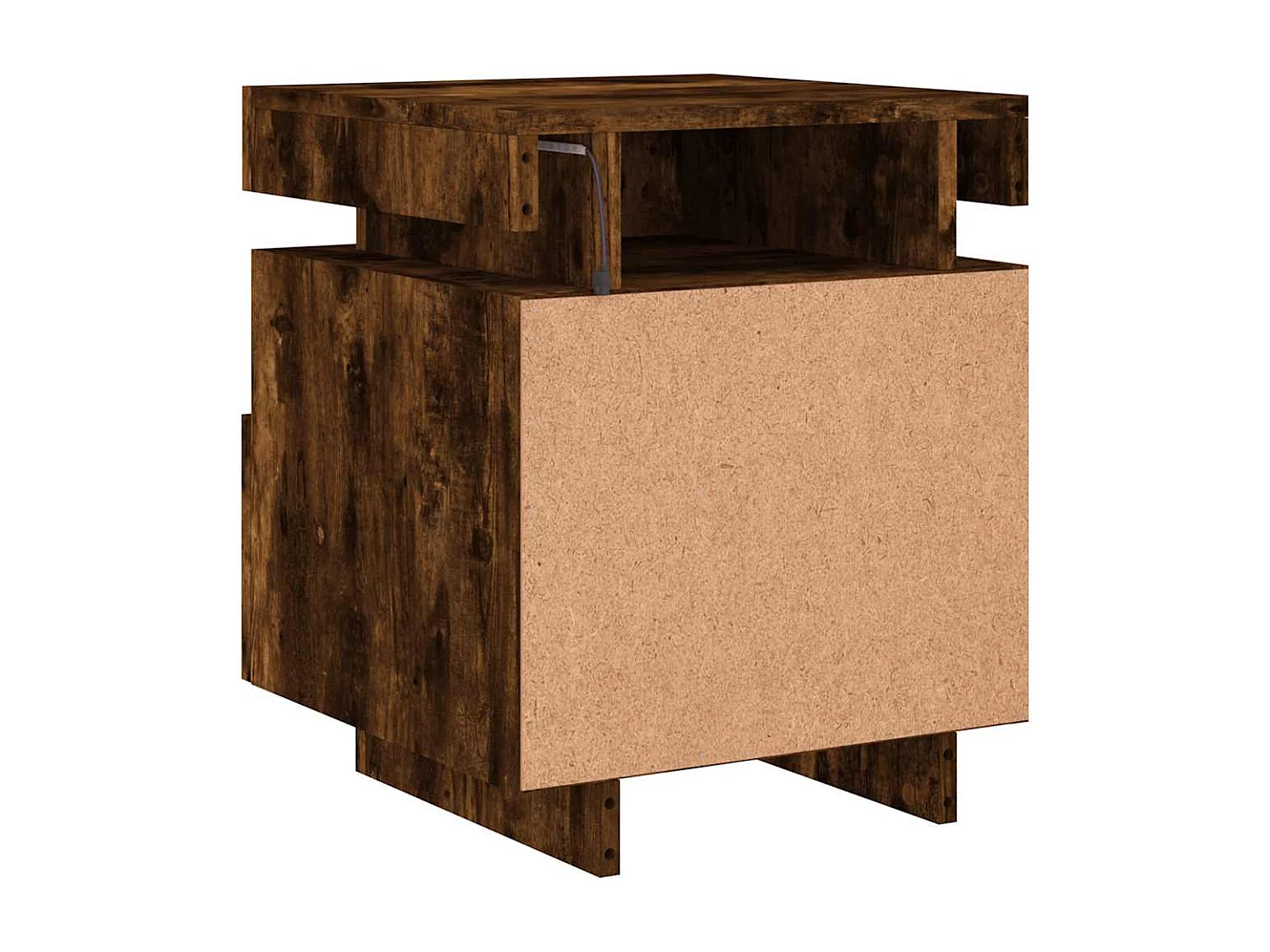 Armoire de chevet avec lumières LED chêne fumé 40x39x48,5 cm