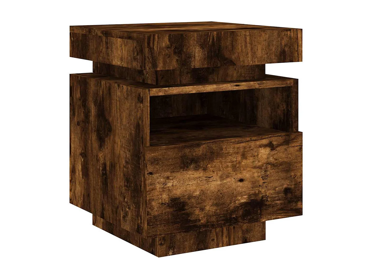 Mesa de cabeceira c/ LEDs 40x39x48,5 cm carvalho fumado