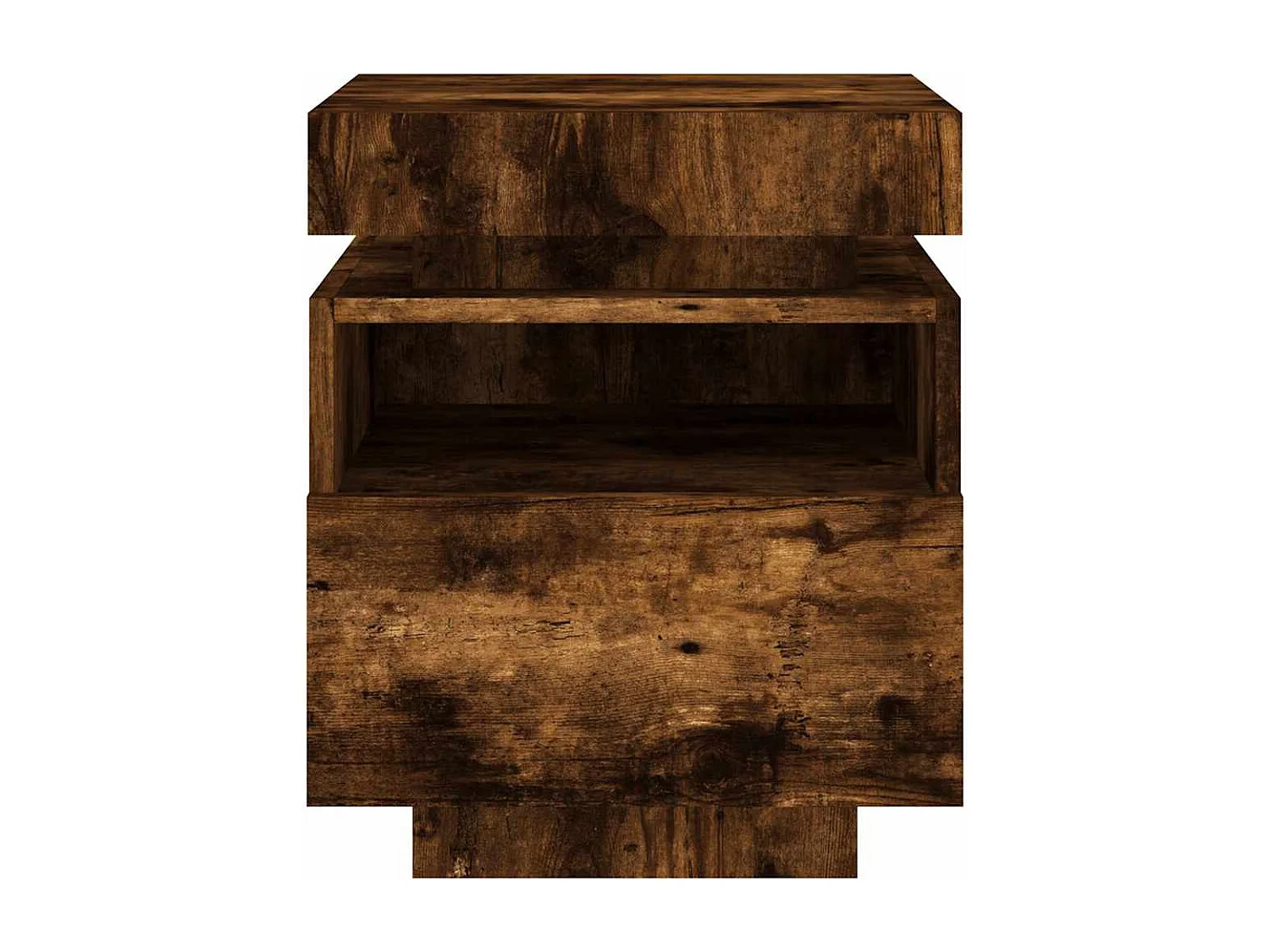 Mesa de cabeceira c/ LEDs 40x39x48,5 cm carvalho fumado