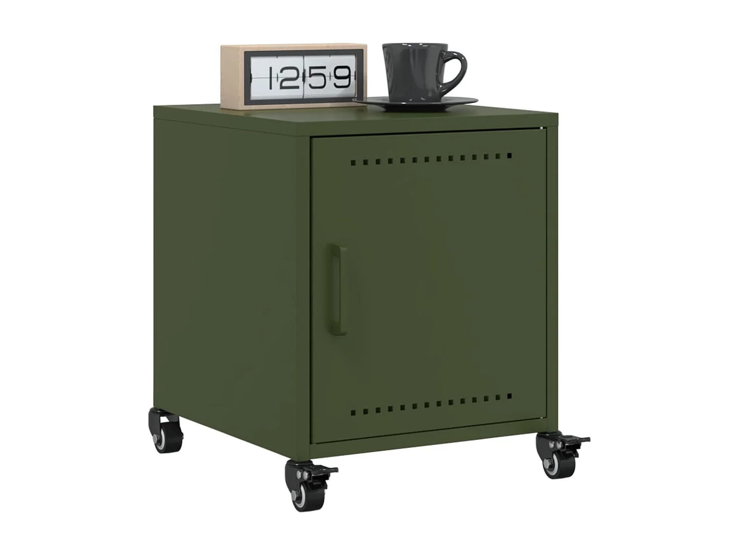 Tables de chevet 2 pcs vert olive 36x39x43,5 cm acier