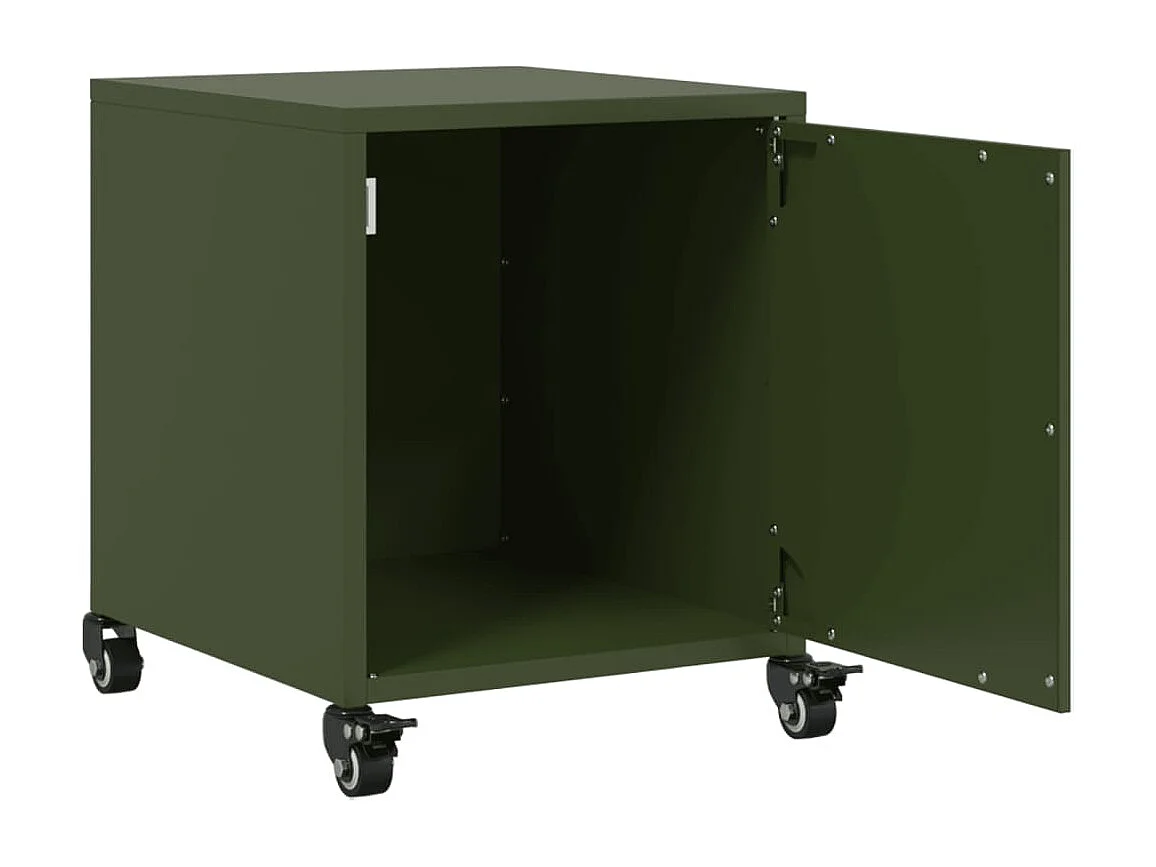 Tables de chevet 2 pcs vert olive 36x39x43,5 cm acier