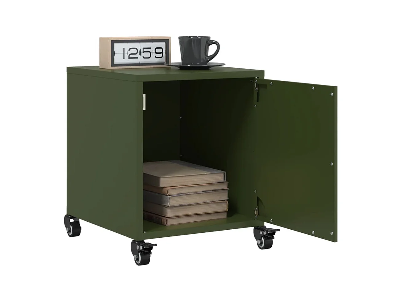 Tables de chevet 2 pcs vert olive 36x39x43,5 cm acier