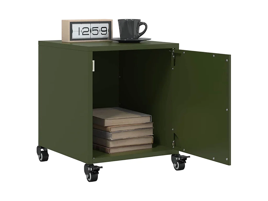 Tables de chevet 2 pcs vert olive 36x39x43,5 cm acier