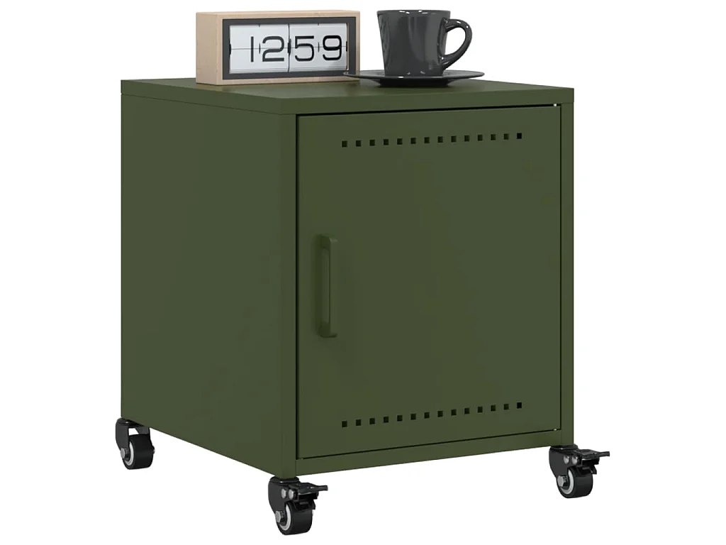 Tables de chevet 2 pcs vert olive 36x39x43,5 cm acier