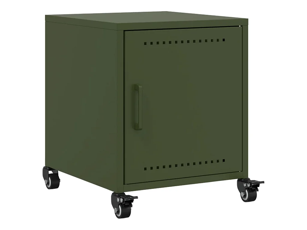 Tables de chevet 2 pcs vert olive 36x39x43,5 cm acier